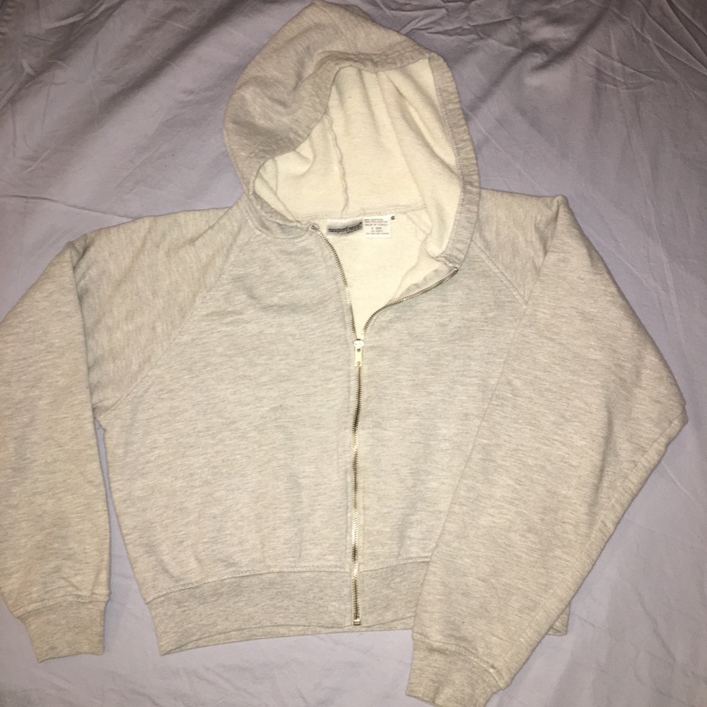Cropped Fleece Zip Hoodie